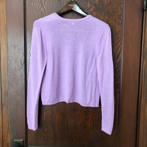 J Jill Linen Blend Open Cardigan - lavender XS - Picture 4 of 9